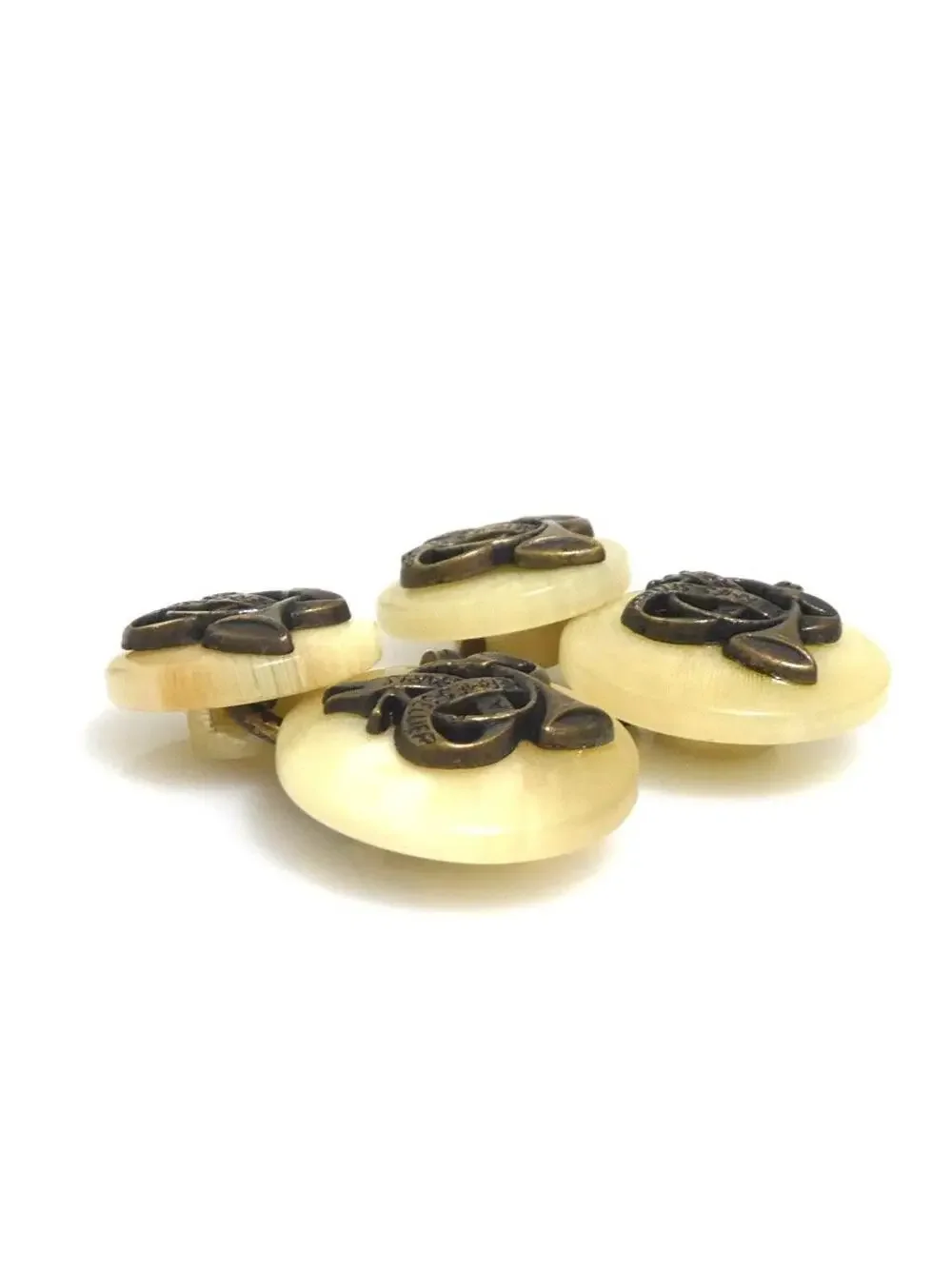 Auth Hermes Cufflinks Beige/Gold #293946H11B